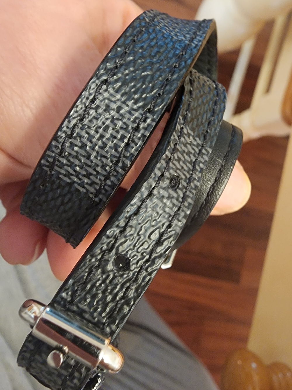 Louis Vuitton Damier Graphite Sign It double bracelet with silver-toned LV logo - Picture 7 of 10